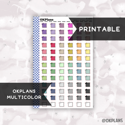 Mini Sticky Note // Multicolor // Printable // C-230 // Multicolor Functional