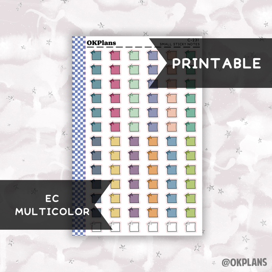 Mini Sticky Note // EC Multicolor // Printable // C-231 // Multicolor Functional