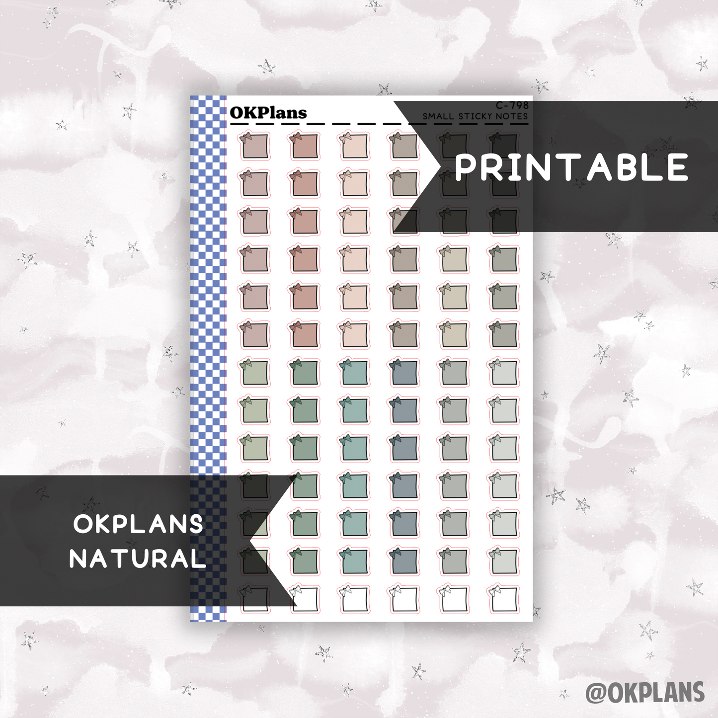 Mini Sticky Note // Natural // Printable // C-798 // Multicolor Functional