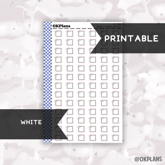 Mini Sticky Note // White // Printable // C-799 // Multicolor Functional