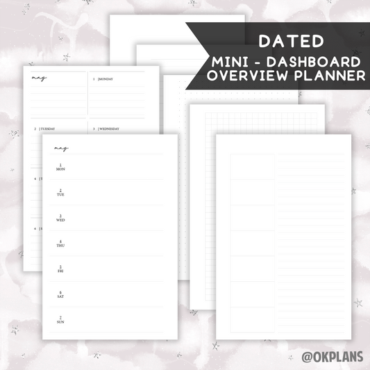*DATED* Mini Dashboard Overview Planner - Pick Weekly Option