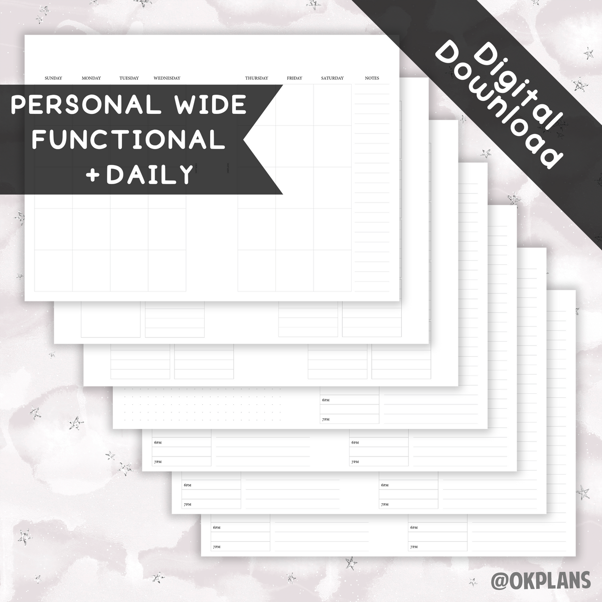 Personal Wide Functional + Daily Planner // Digital Download