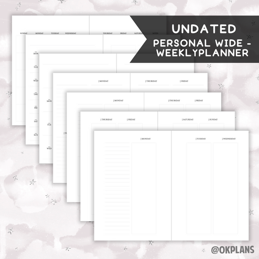 *UNDATED* Personal Wide Weekly Planner - Pick Weekly Option