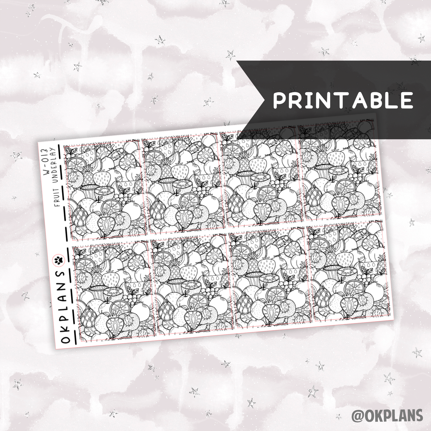 Fruit Underlays // Printable // W-013 // Foiled