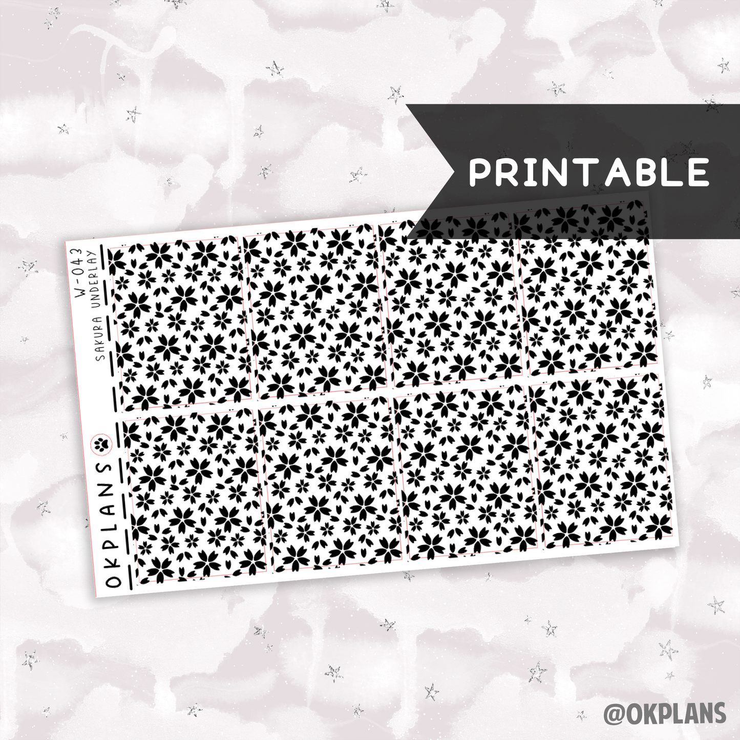 Sakura Underlays // Printable // W-043 // Foiled