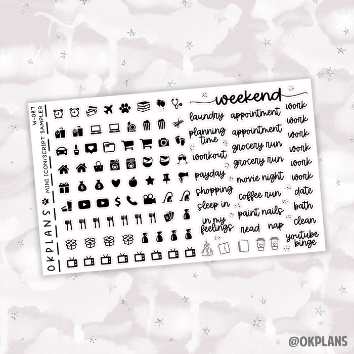 Script/ Mini Icon Sampler // W-087 // Foiled Functional