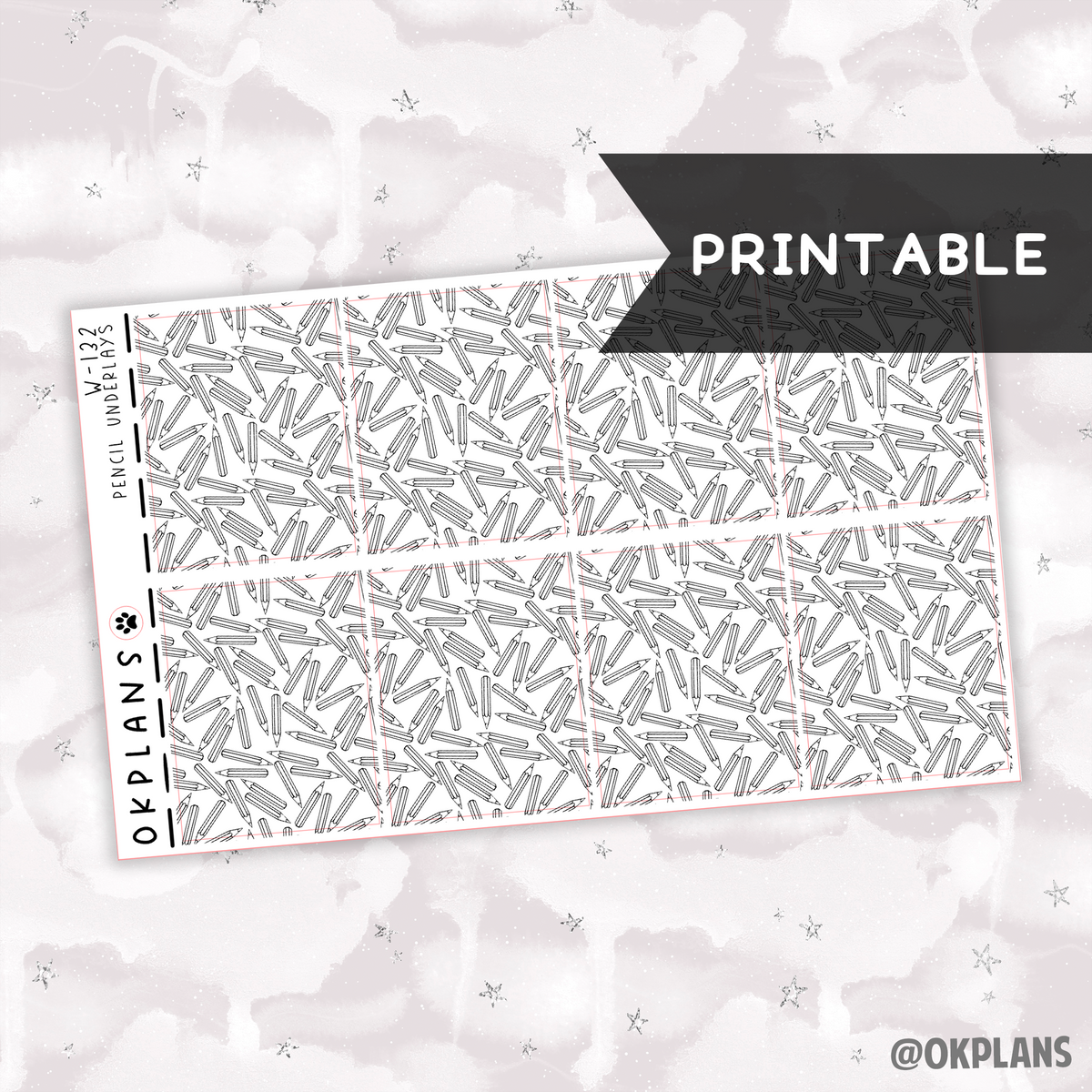 Pencil Underlays // Printable // W-132 // Foiled