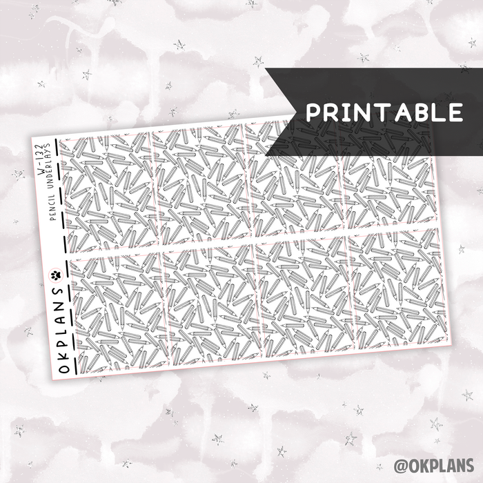 Pencil Underlays // Printable // W-132 // Foiled