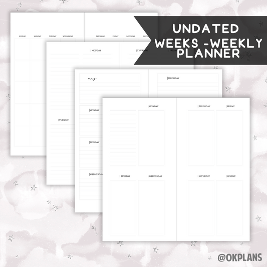 *UNDATED* Weeks Weekly Planner - Pick Weekly Option