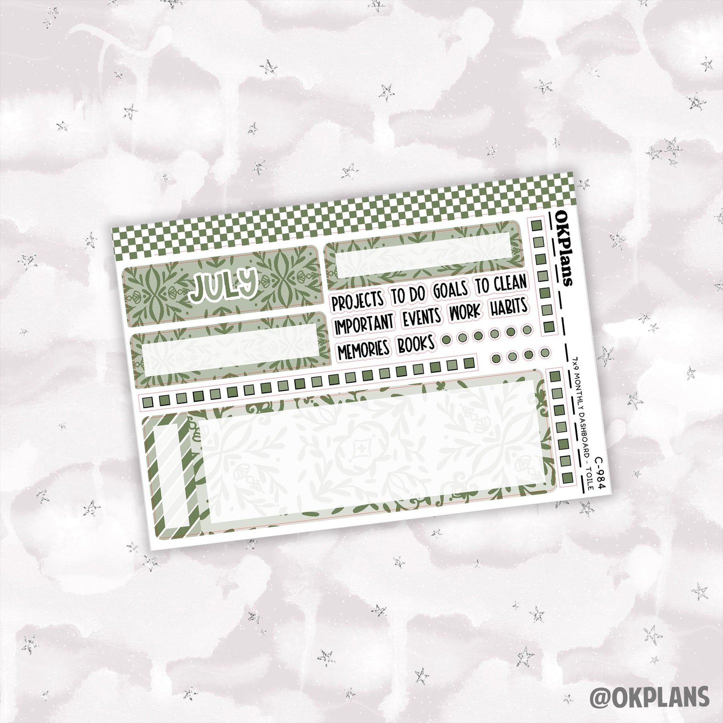 7x9 EC Toile Monthly Dashboard // Functional