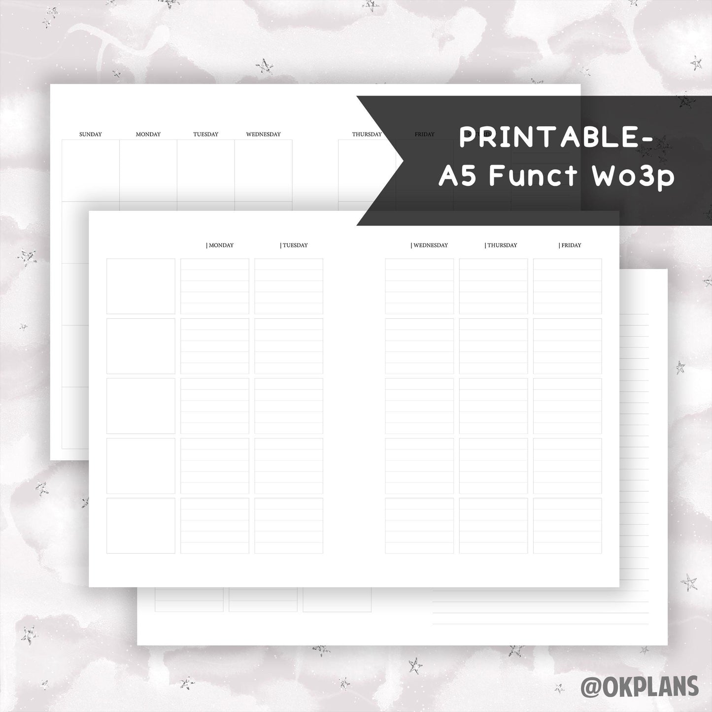 A5 Functional Wo3p Planner // Digital Download // Writing Paper, Study Note Template, Lecture Notes Taking