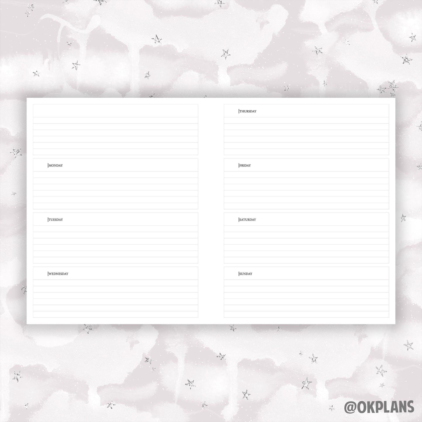 7x9 Horizontal Planner // Digital Download // Writing Paper, Study Note Template, Lecture Notes Taking