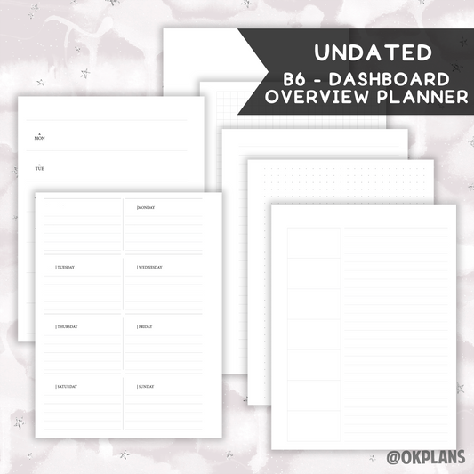 *UNDATED* B6 Dashboard Overview Coiled Planner - Pick Weekly Option