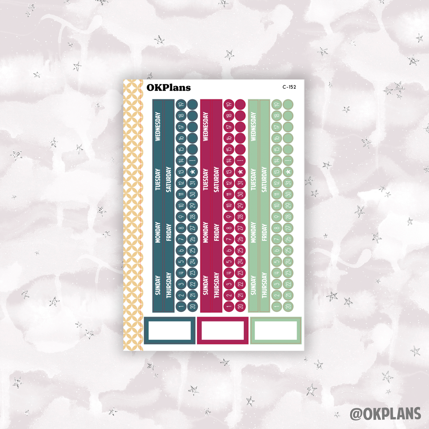 Sunday Start Monthly Strips // EC 7x9 Daily Duo