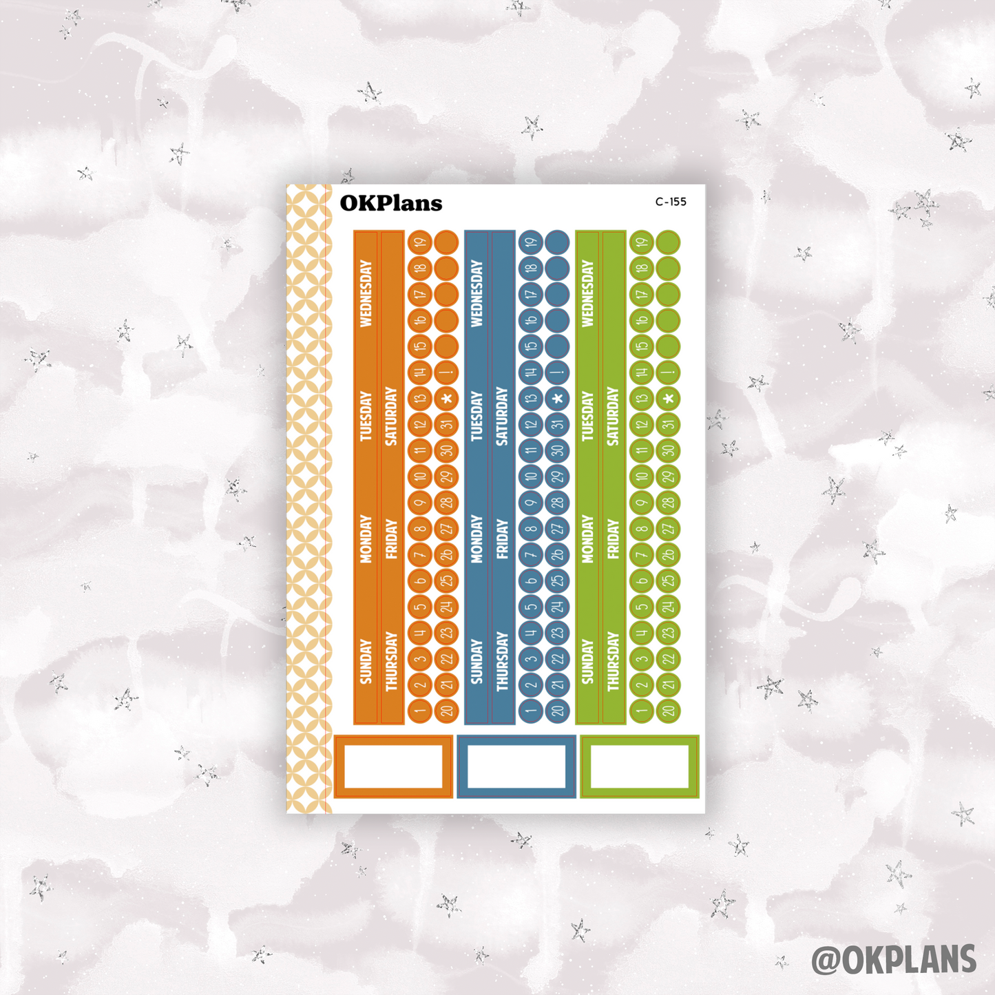 Sunday Start Monthly Strips // EC 7x9 Daily Duo