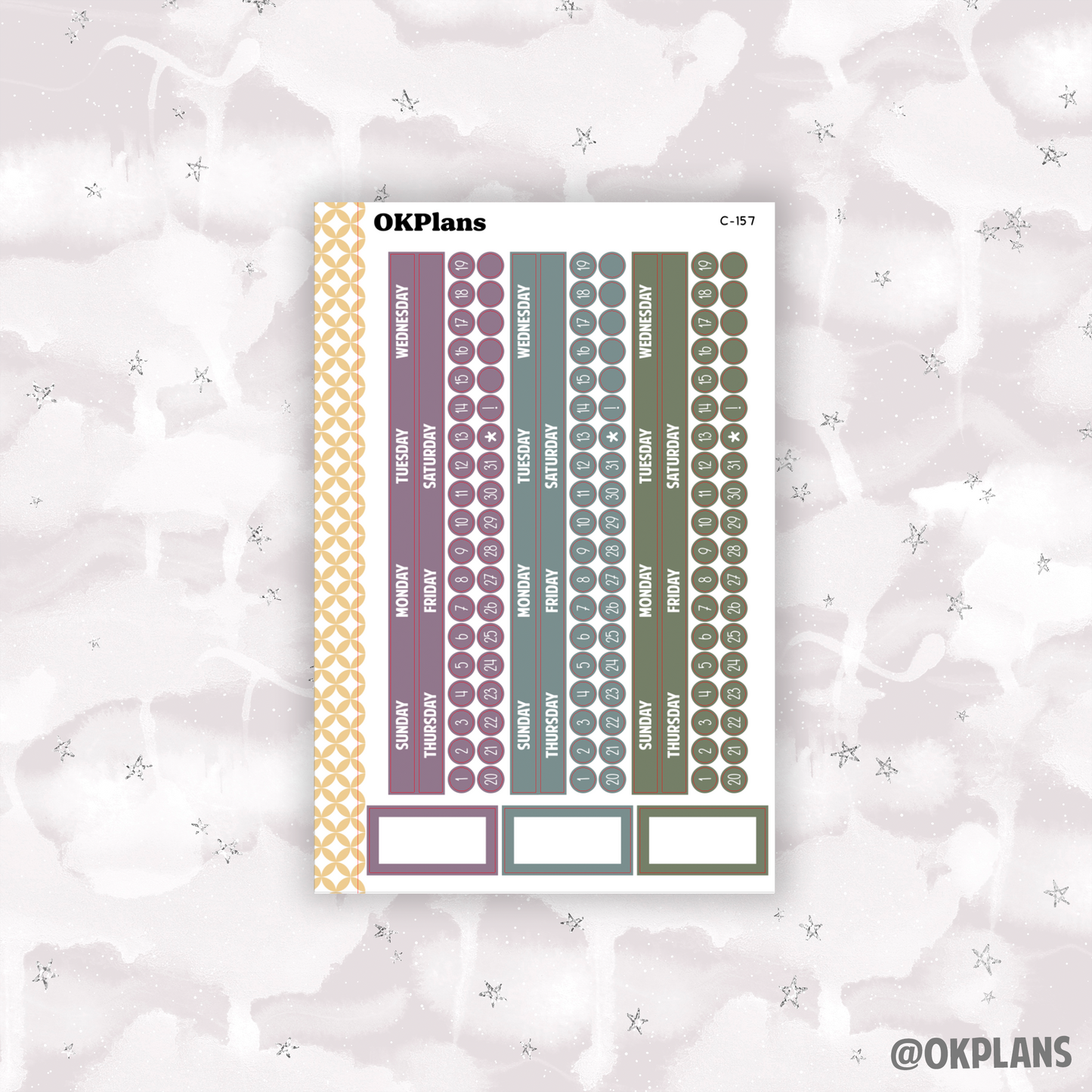 Sunday Start Monthly Strips // EC 7x9 Daily Duo