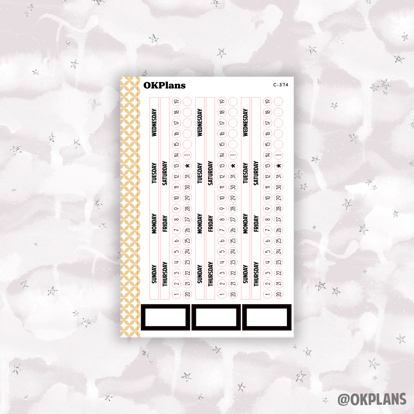 Sunday Start Monthly Strips // EC 7x9 Daily Duo