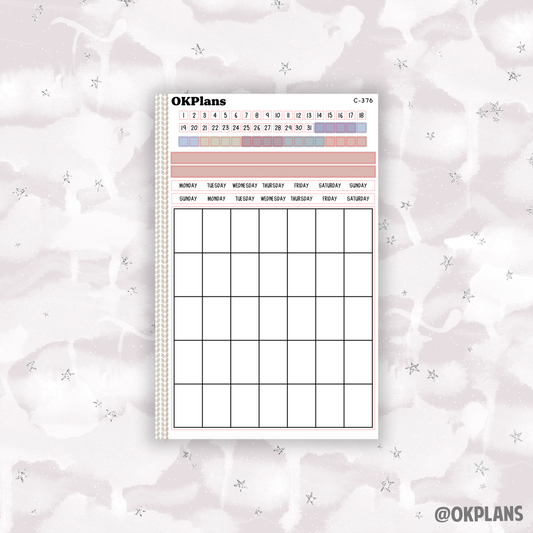A5 3/4 Page Box Perpetual Calendar Sticker // C-376 // Functional