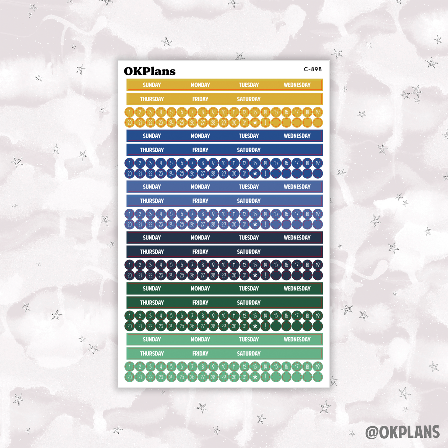 Sunday Start Monthly Strips // EC A5 Daily Duo