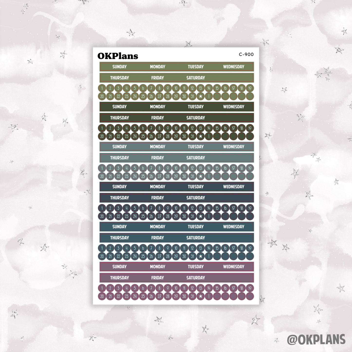 Sunday Start Monthly Strips // EC A5 Daily Duo
