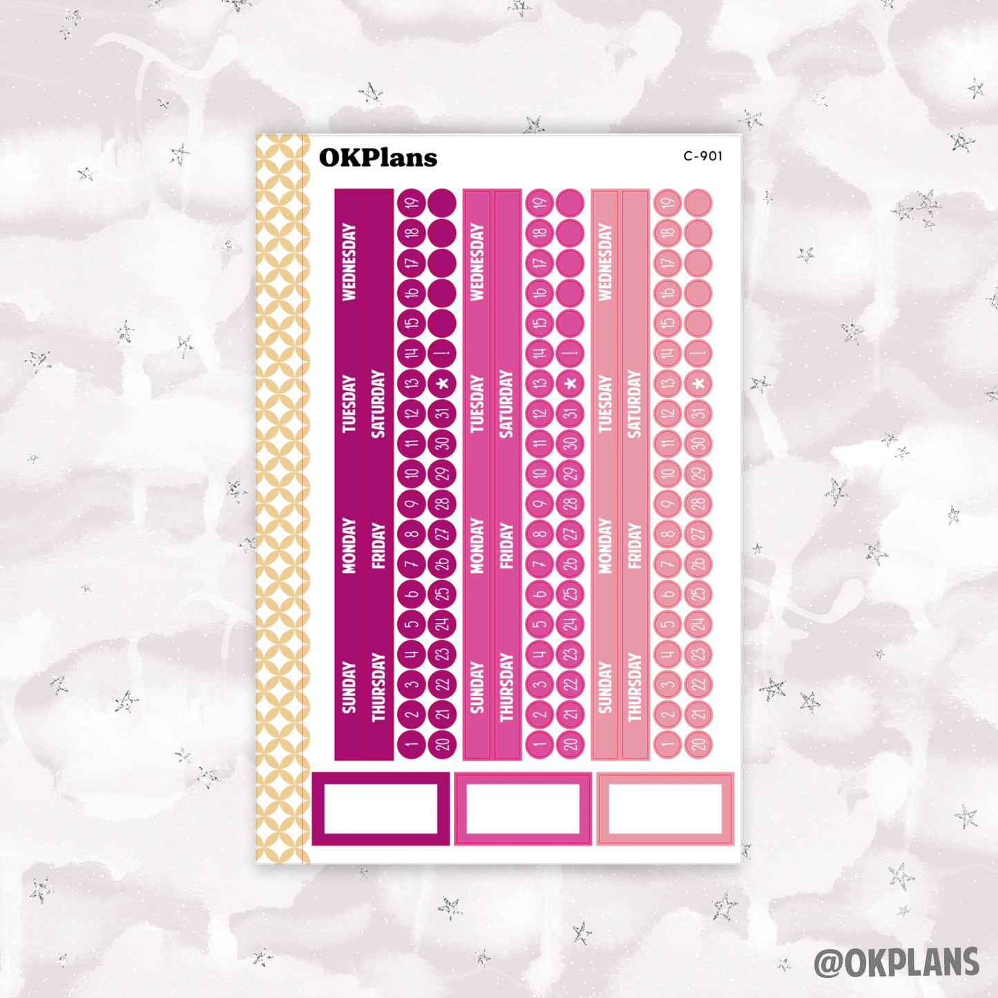 Sunday Start Monthly Strips // EC 7x9 Daily Duo