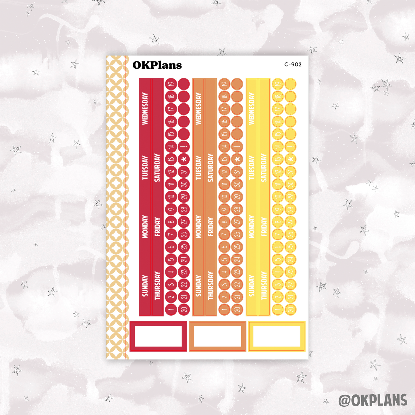 Sunday Start Monthly Strips // EC 7x9 Daily Duo