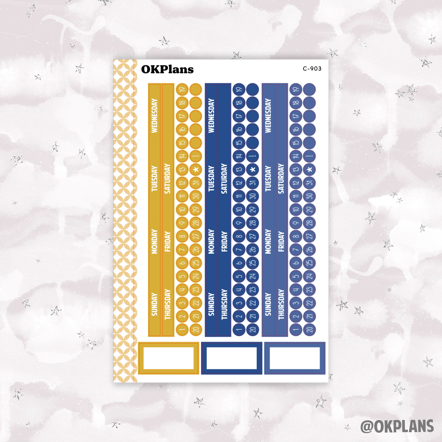 Sunday Start Monthly Strips // EC 7x9 Daily Duo