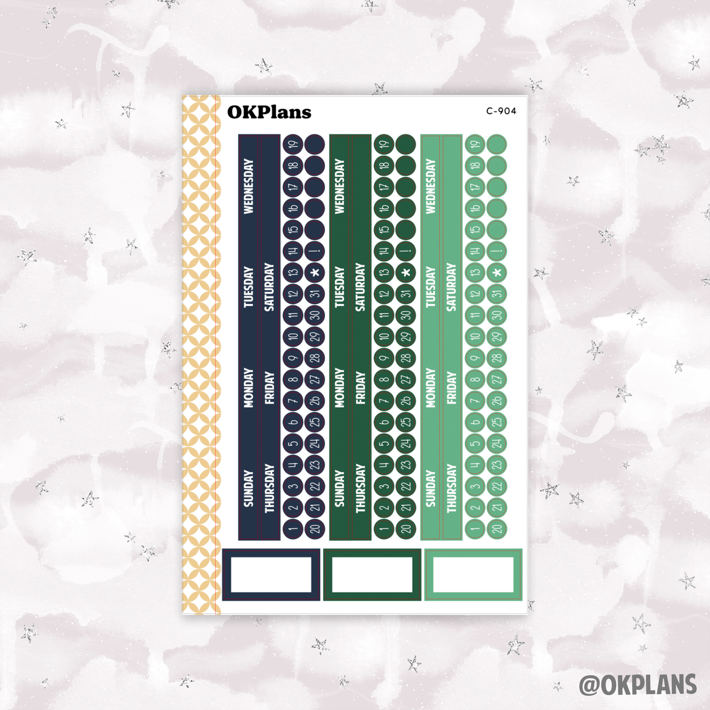 Sunday Start Monthly Strips // EC 7x9 Daily Duo