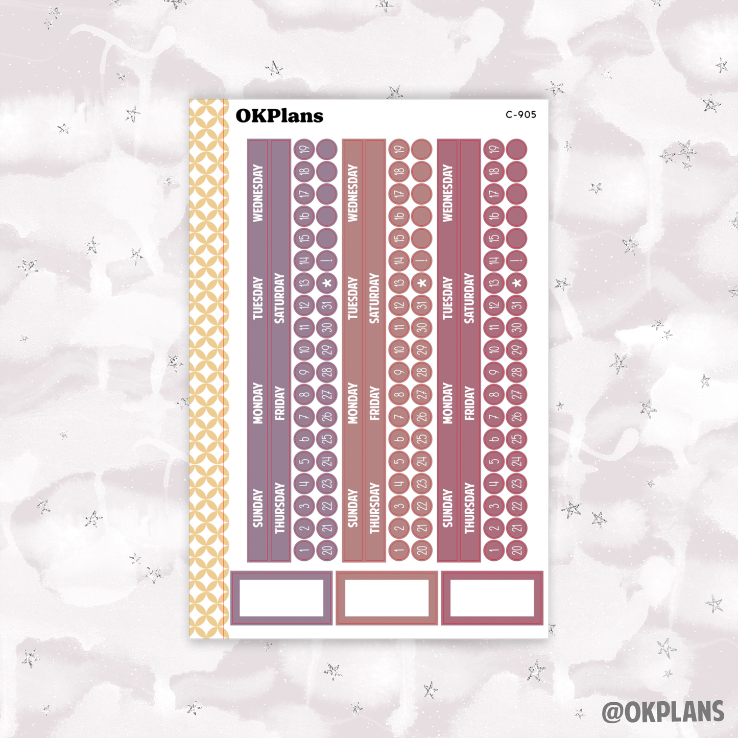 Sunday Start Monthly Strips // EC 7x9 Daily Duo