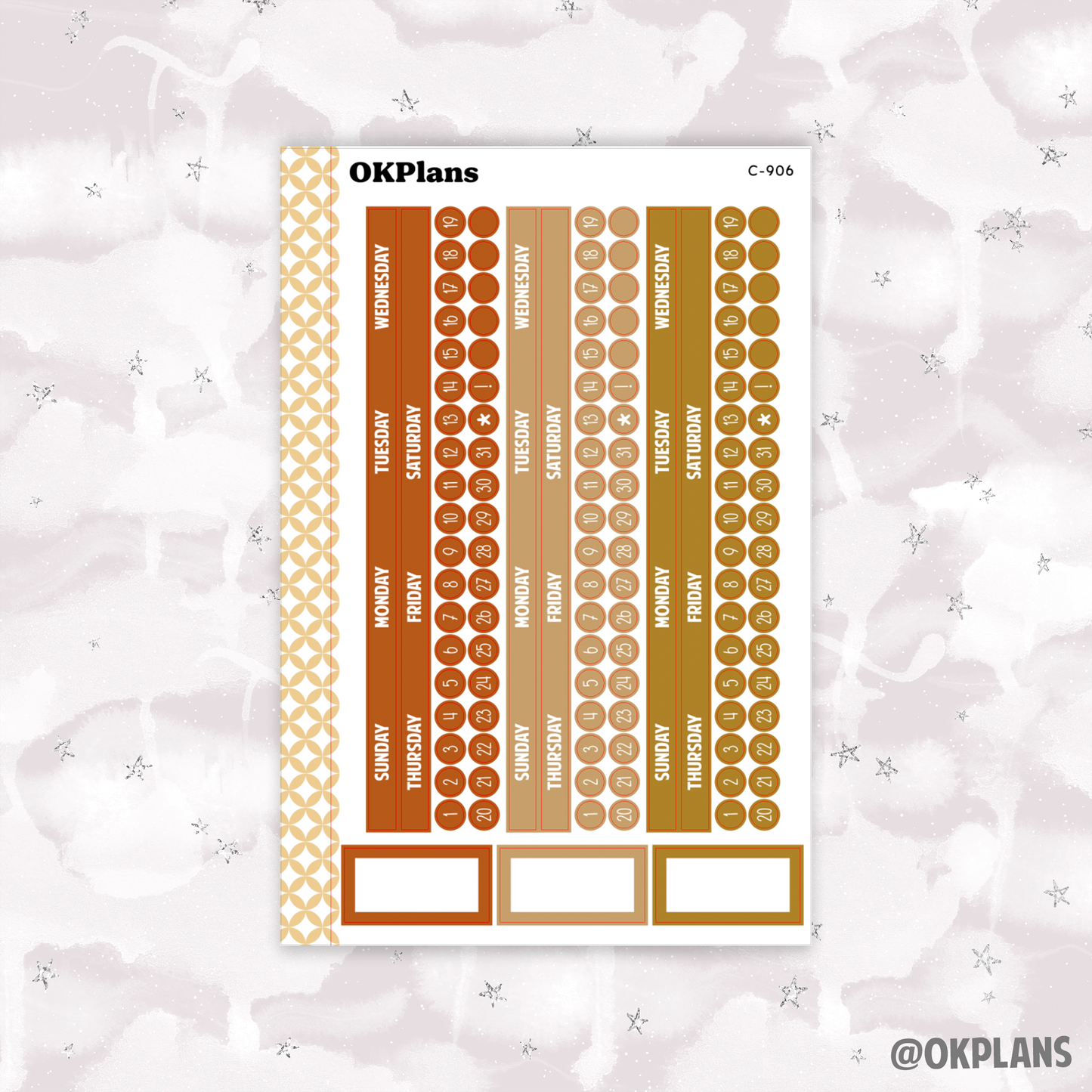 Sunday Start Monthly Strips // EC 7x9 Daily Duo