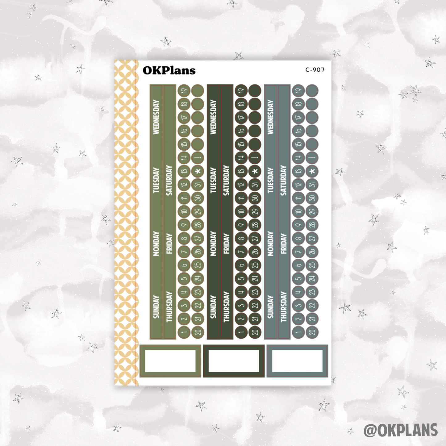 Sunday Start Monthly Strips // EC 7x9 Daily Duo