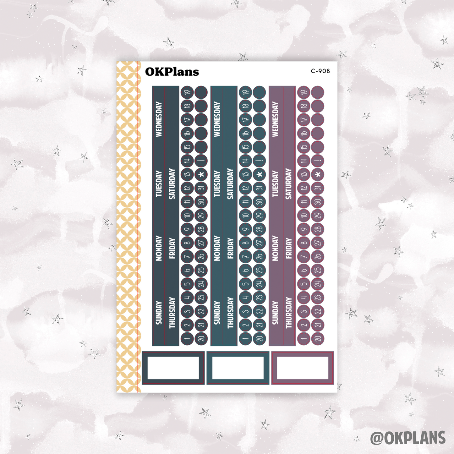 Sunday Start Monthly Strips // EC 7x9 Daily Duo