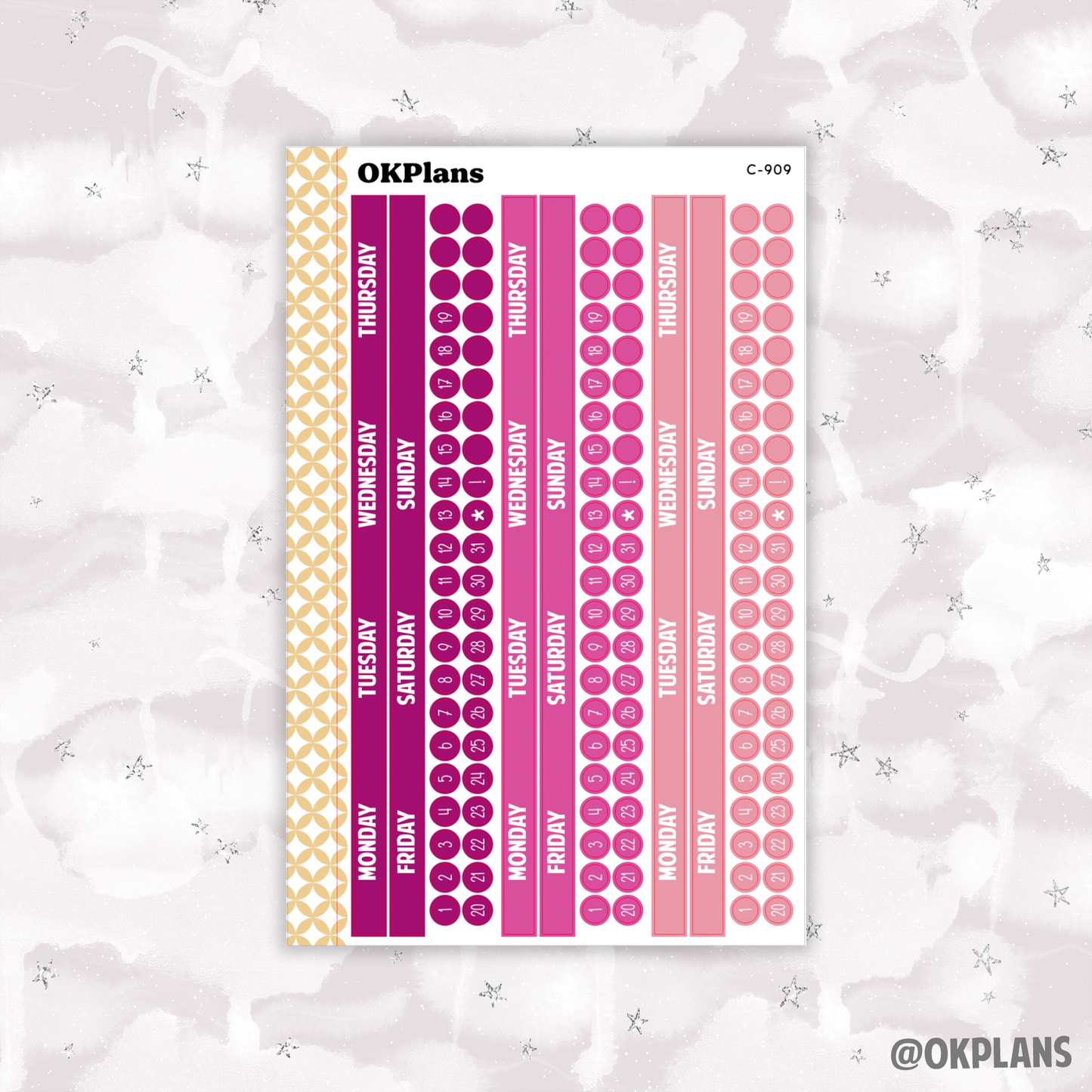 Monday Start Monthly Strips // EC 8.5x11