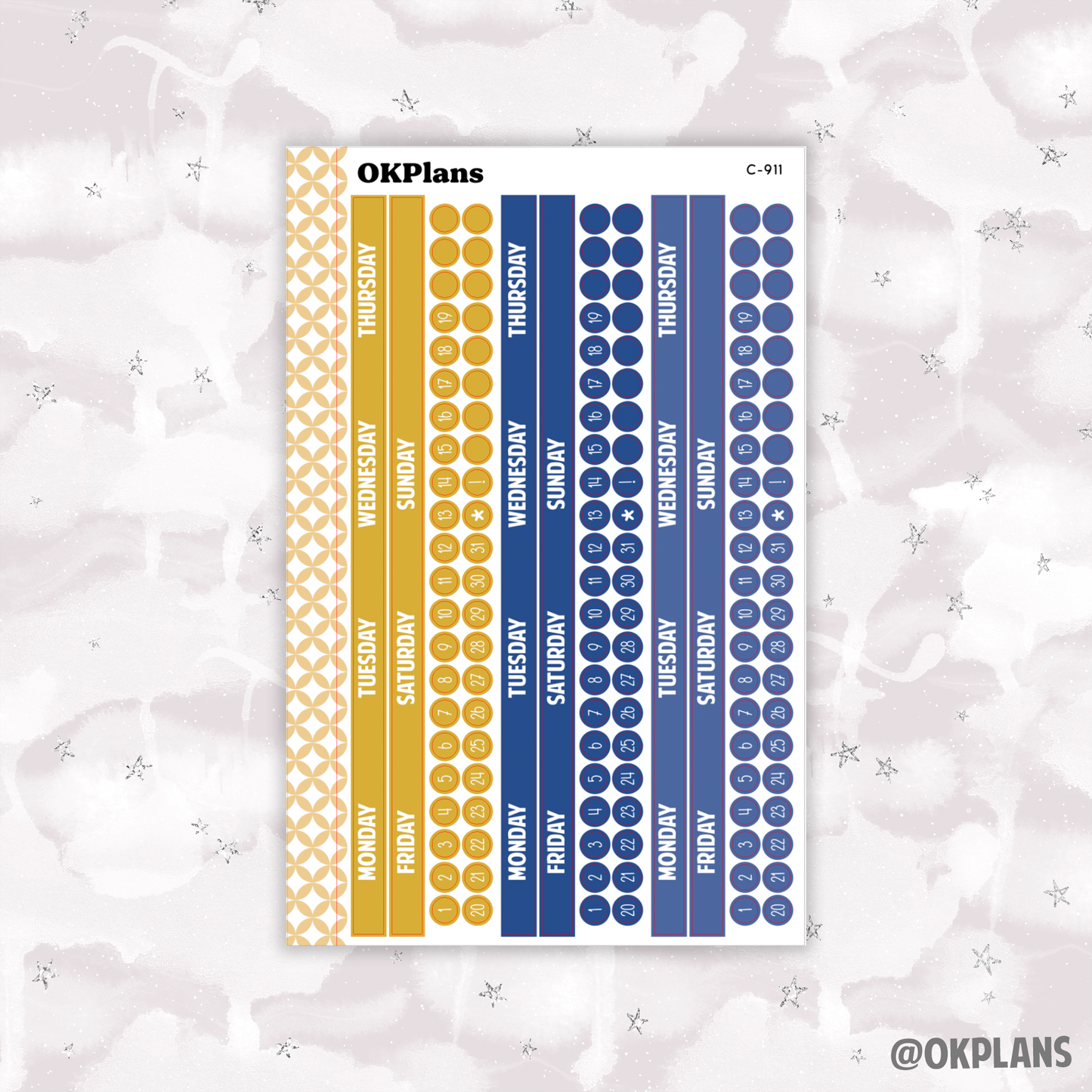 Monday Start Monthly Strips // EC 8.5x11