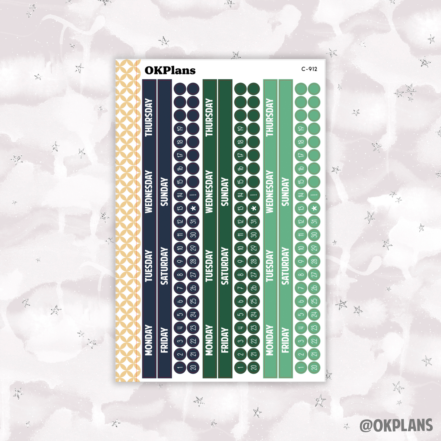Monday Start Monthly Strips // EC 8.5x11