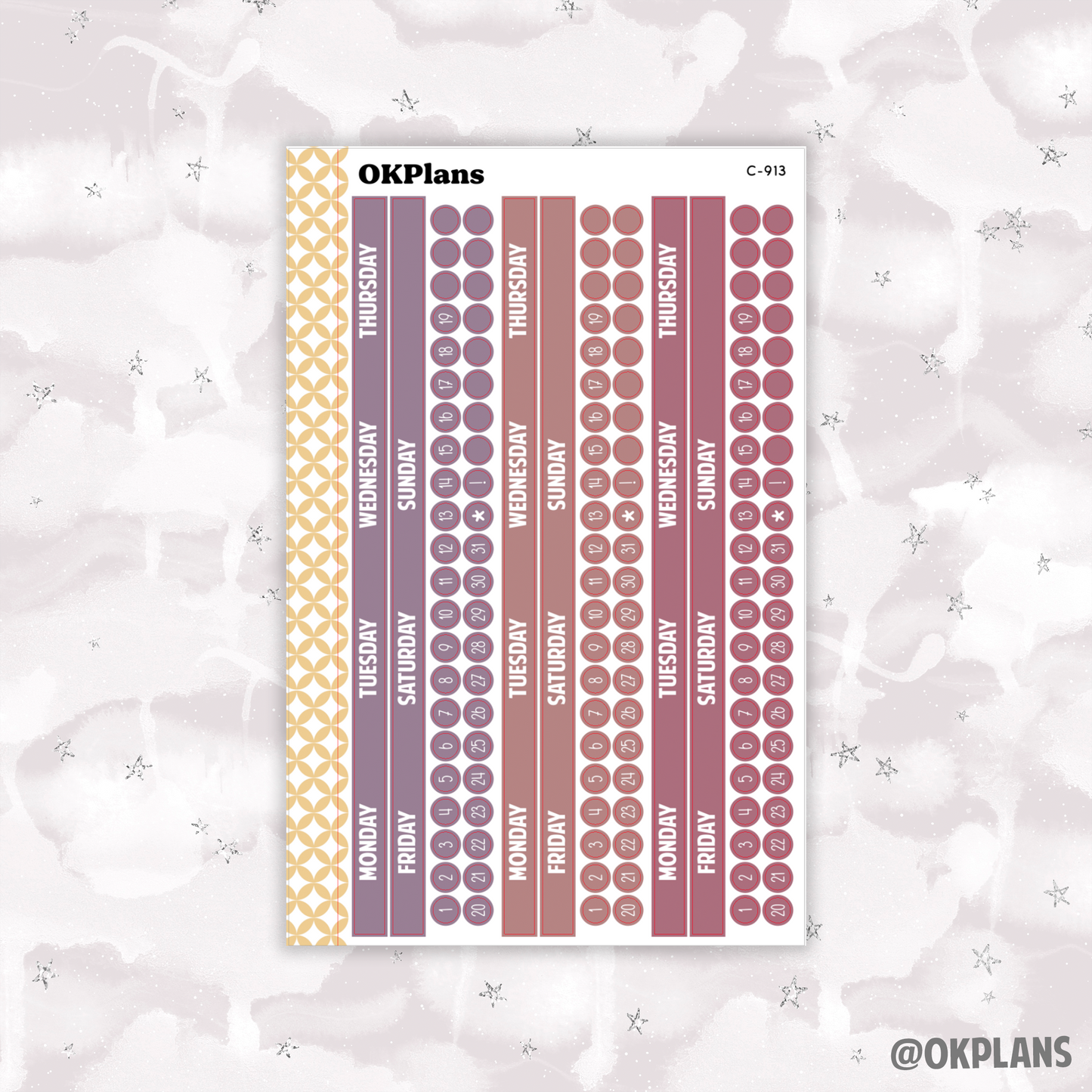 Monday Start Monthly Strips // EC 8.5x11