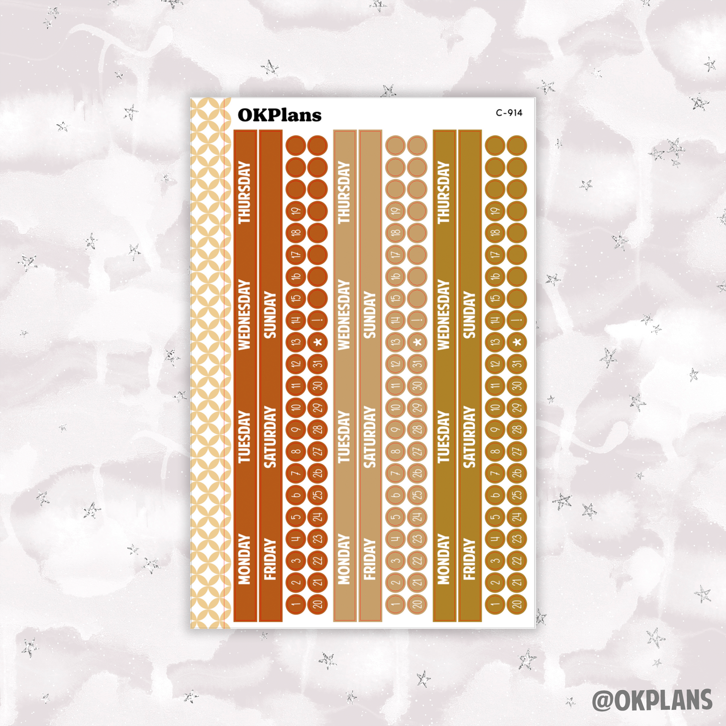 Monday Start Monthly Strips // EC 8.5x11