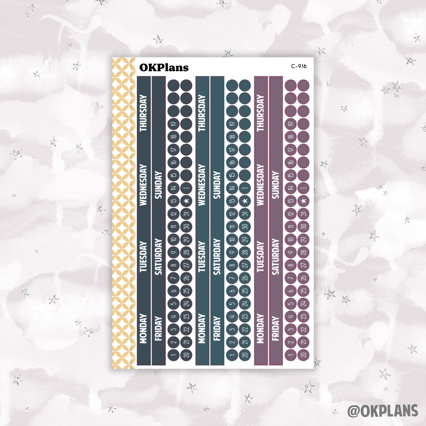 Monday Start Monthly Strips // EC 8.5x11