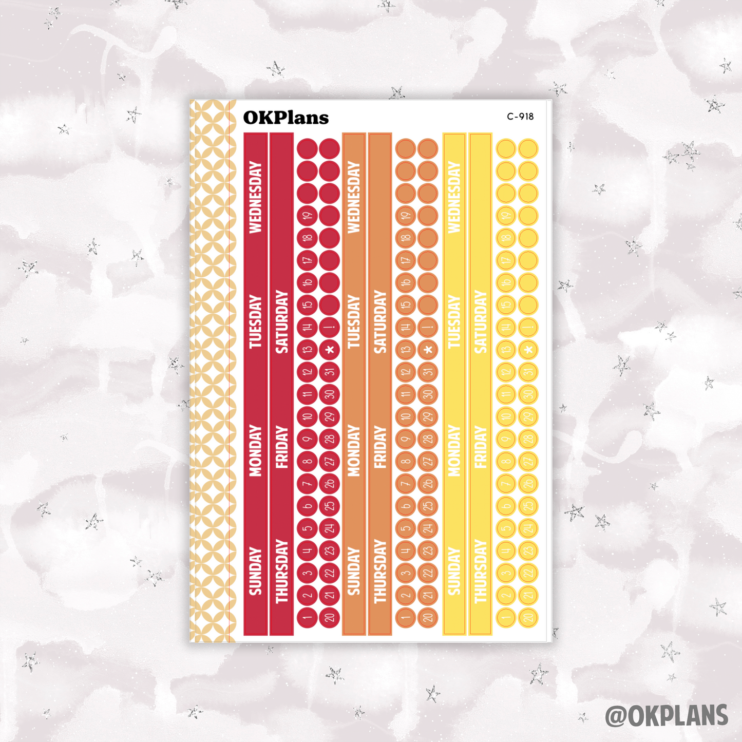 Sunday Start Monthly Strips // EC 8.5x11