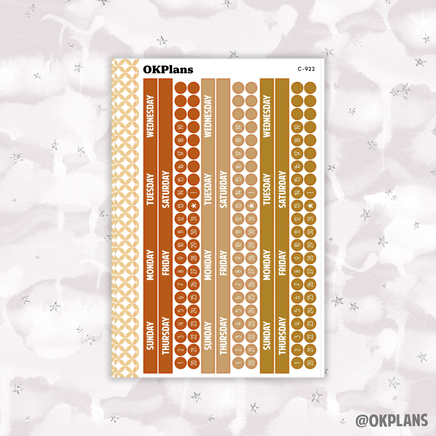 Sunday Start Monthly Strips // EC 8.5x11