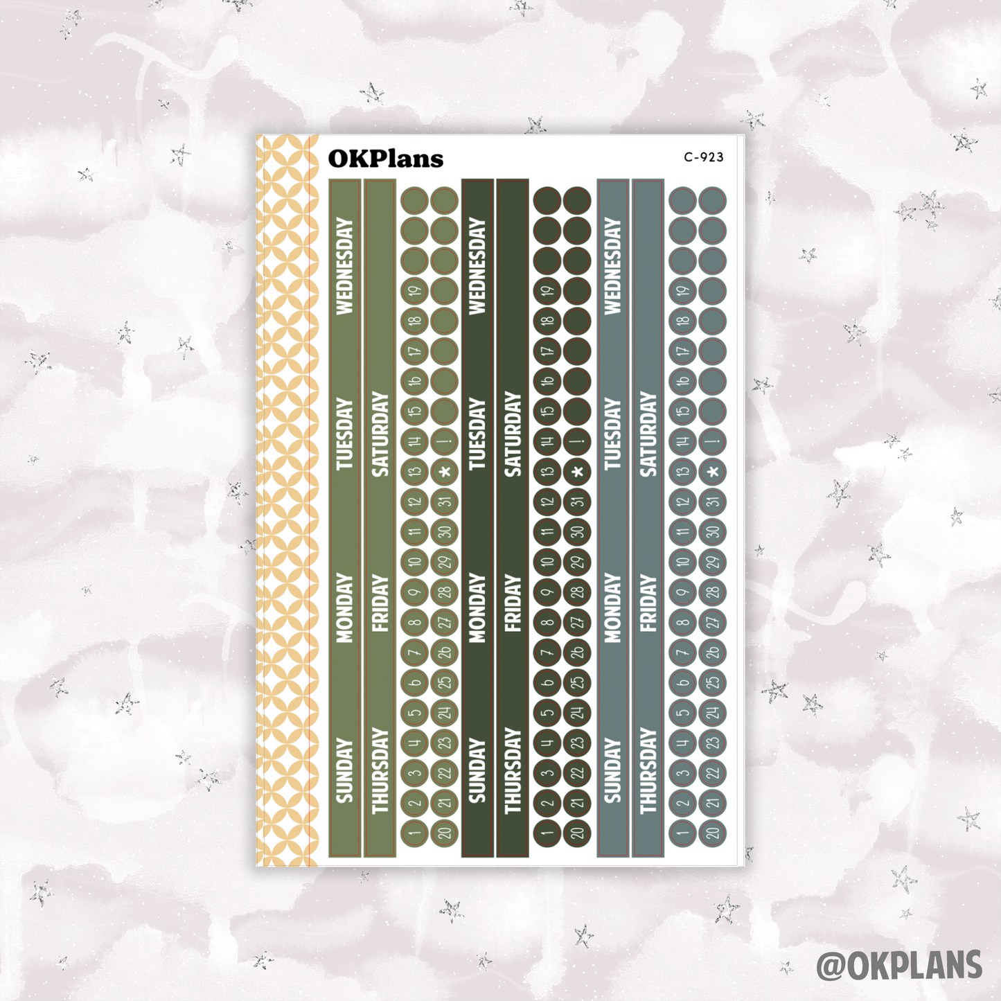 Sunday Start Monthly Strips // EC 8.5x11