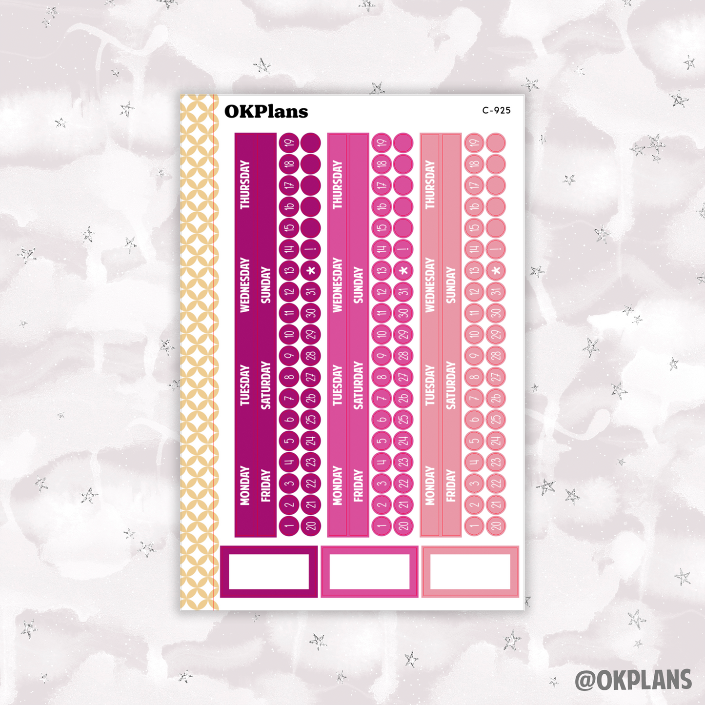 Monday Start Monthly Strips // EC 7x9 Daily Duo