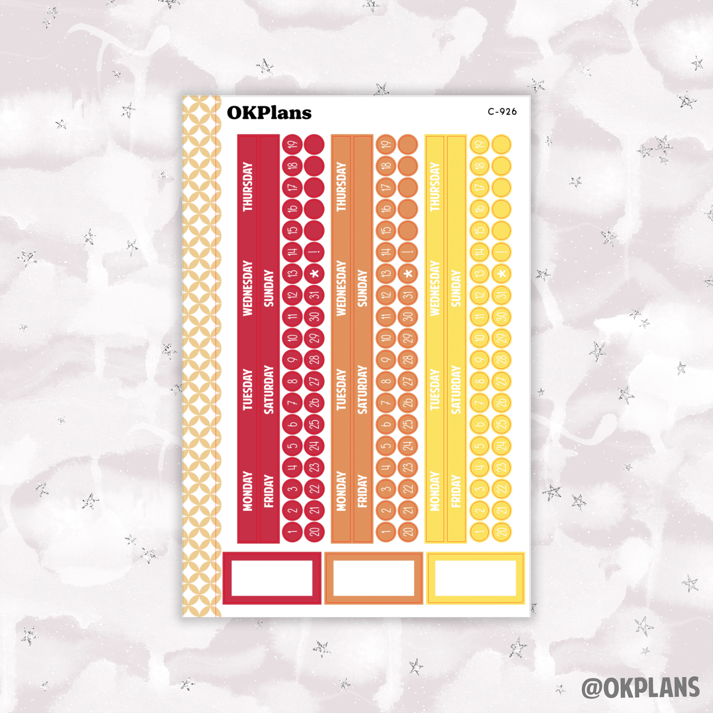 Monday Start Monthly Strips // EC 7x9 Daily Duo