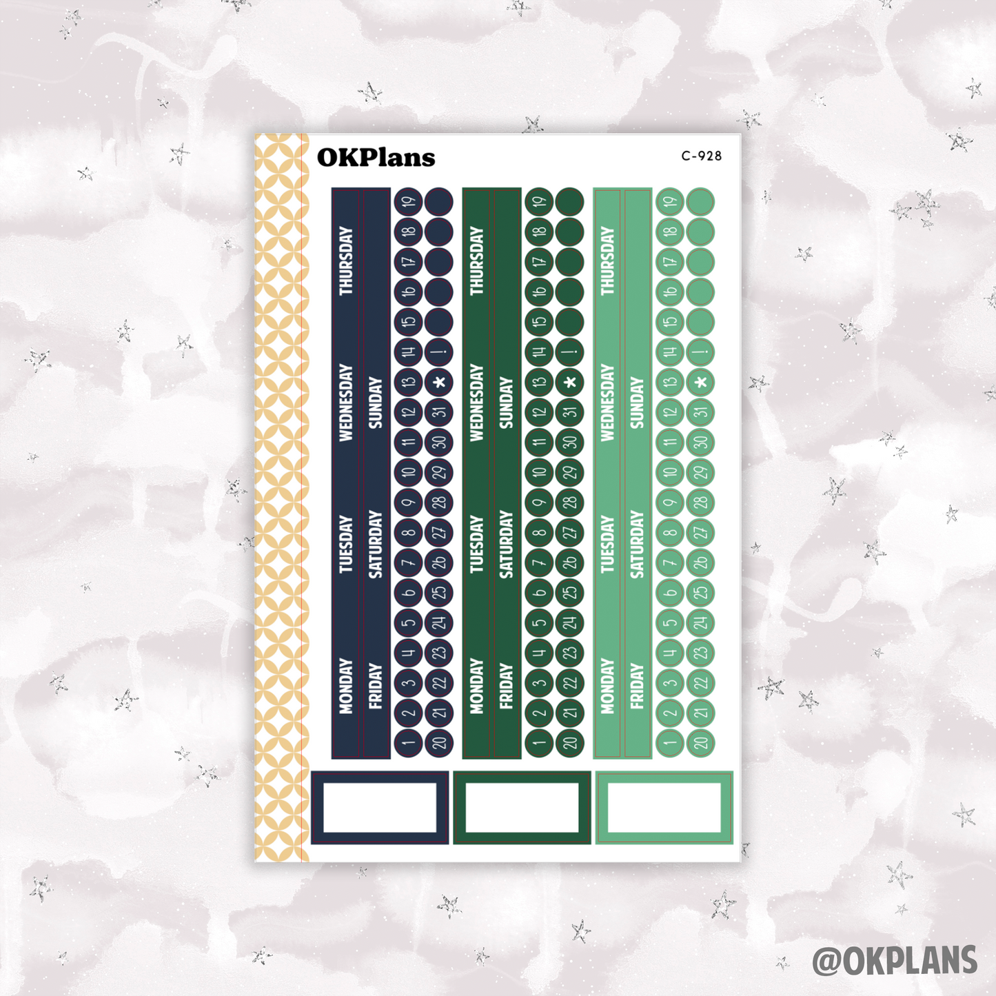 Monday Start Monthly Strips // EC 7x9 Daily Duo
