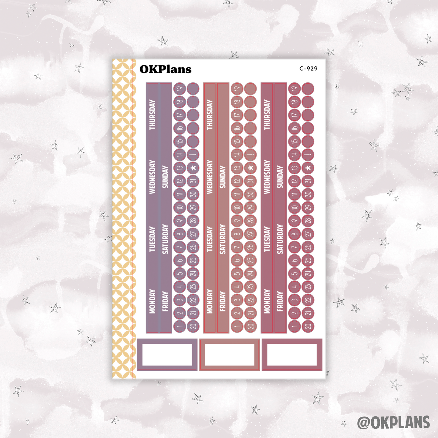 Monday Start Monthly Strips // EC 7x9 Daily Duo