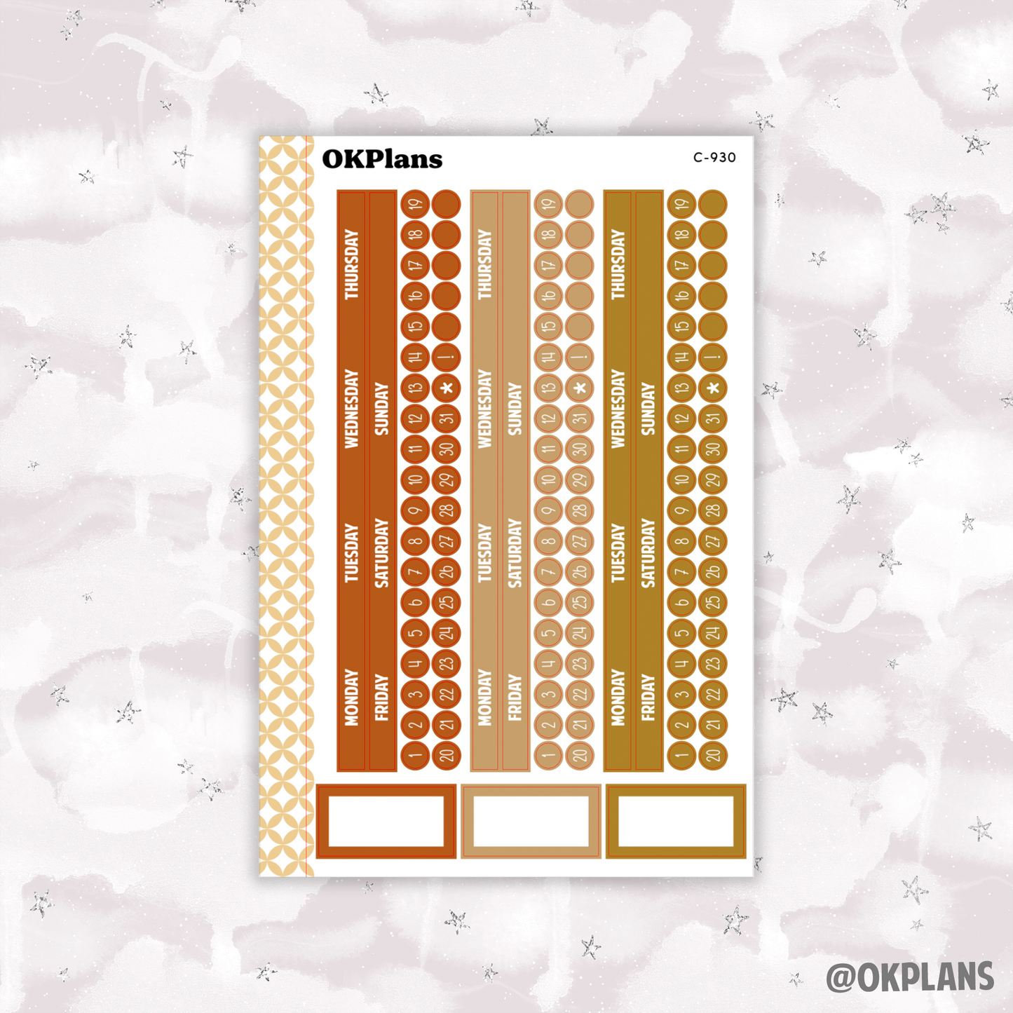 Monday Start Monthly Strips // EC 7x9 Daily Duo