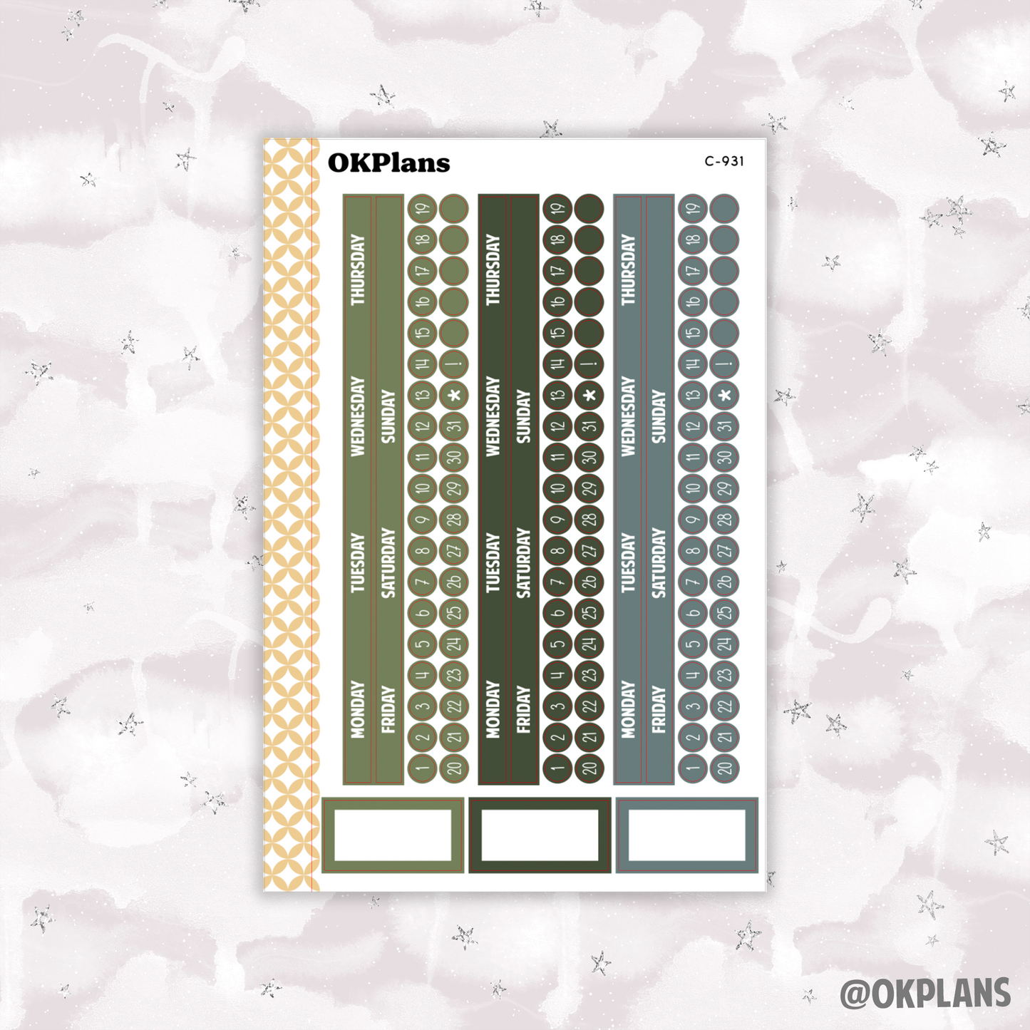 Monday Start Monthly Strips // EC 7x9 Daily Duo