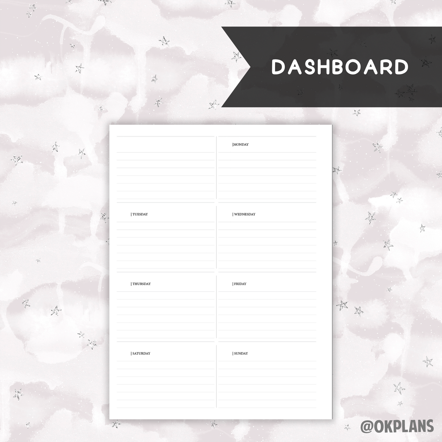 *UNDATED* Classic Dashboard Overview Planner - Pick Monthly and Weekly Option