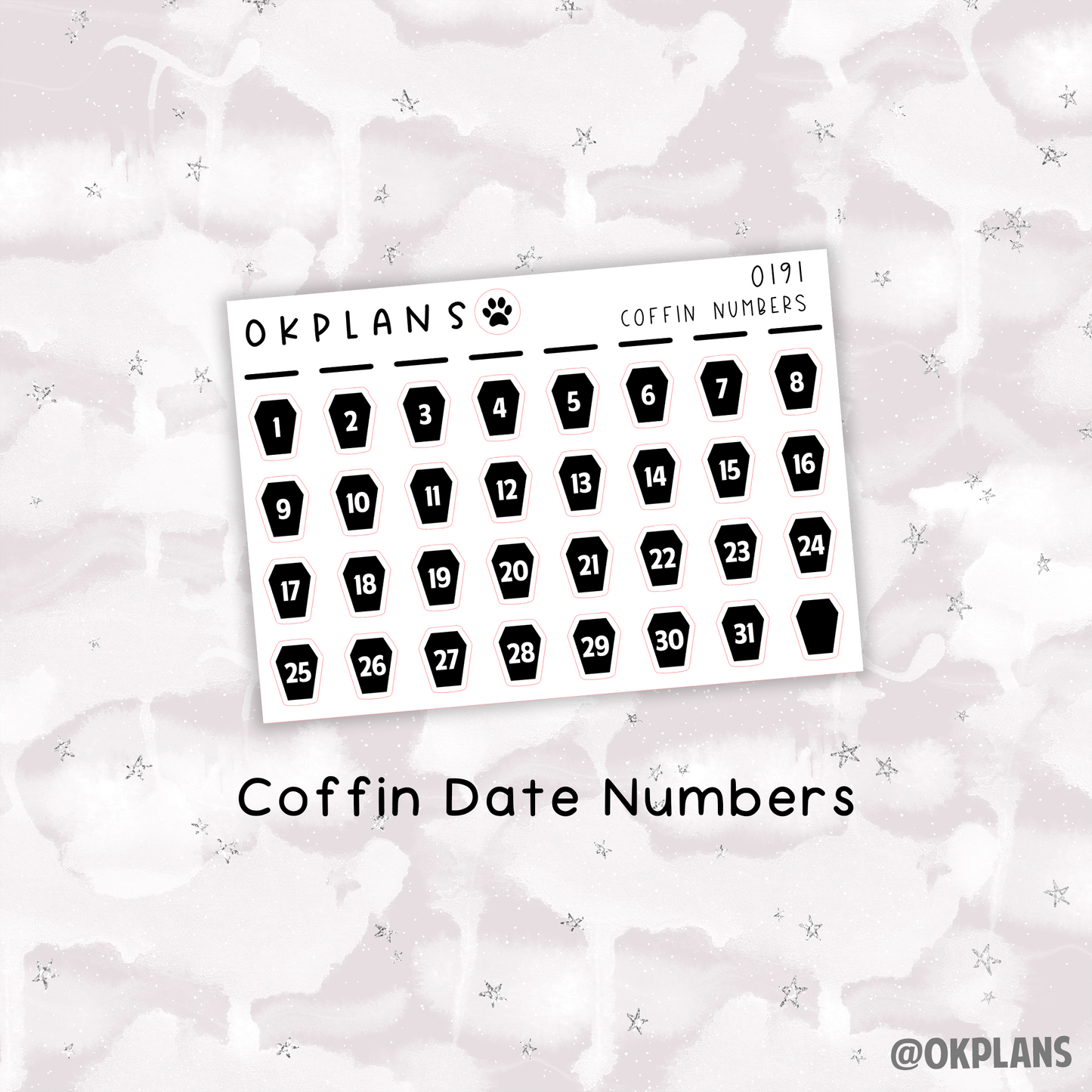 Coffin Date Numbers // 0191 // Foiled Functional