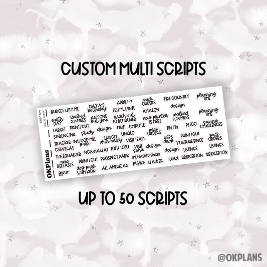 Custom Multi - Up to 50 Scripts // Foiled Script Sticker